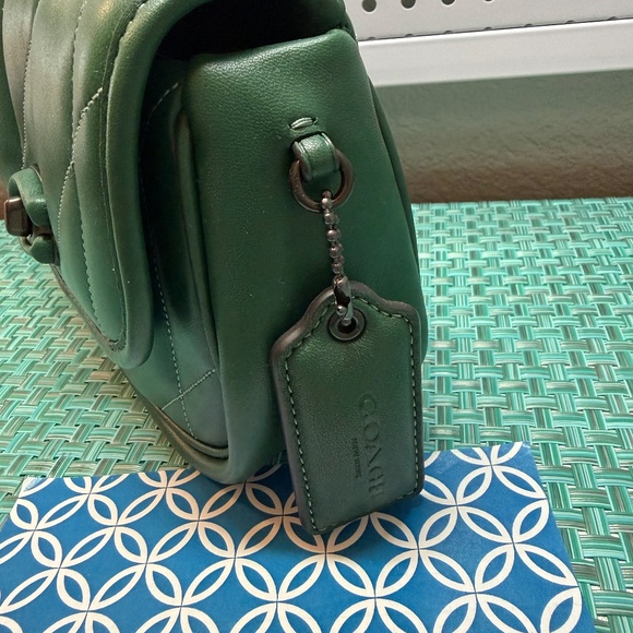 COACH Quilted Pillow Madison 18 Shoulder Bag CA086 Dark Pine/Gunmetal - Picture 2 of 13